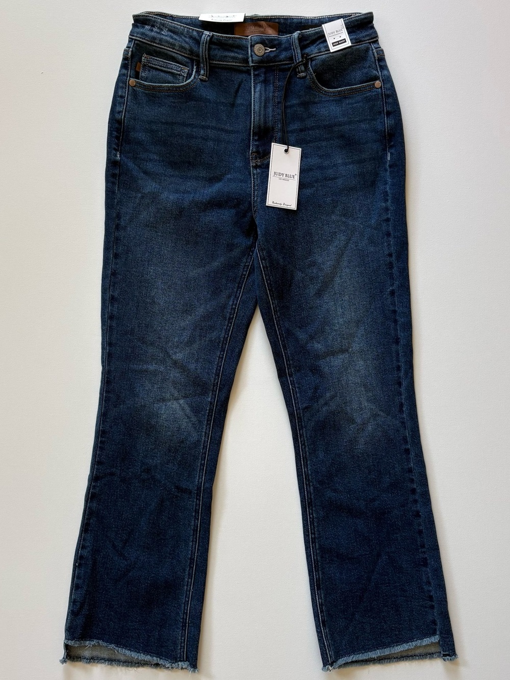 Judy Blue High Waist Kick Flare Jeans Cropped Womens 5/27 Raw Hem